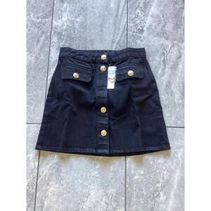 J. Crew New Button Front Denim Mini Skirt Washed Black 100% Cotton Sz 00 Flawed